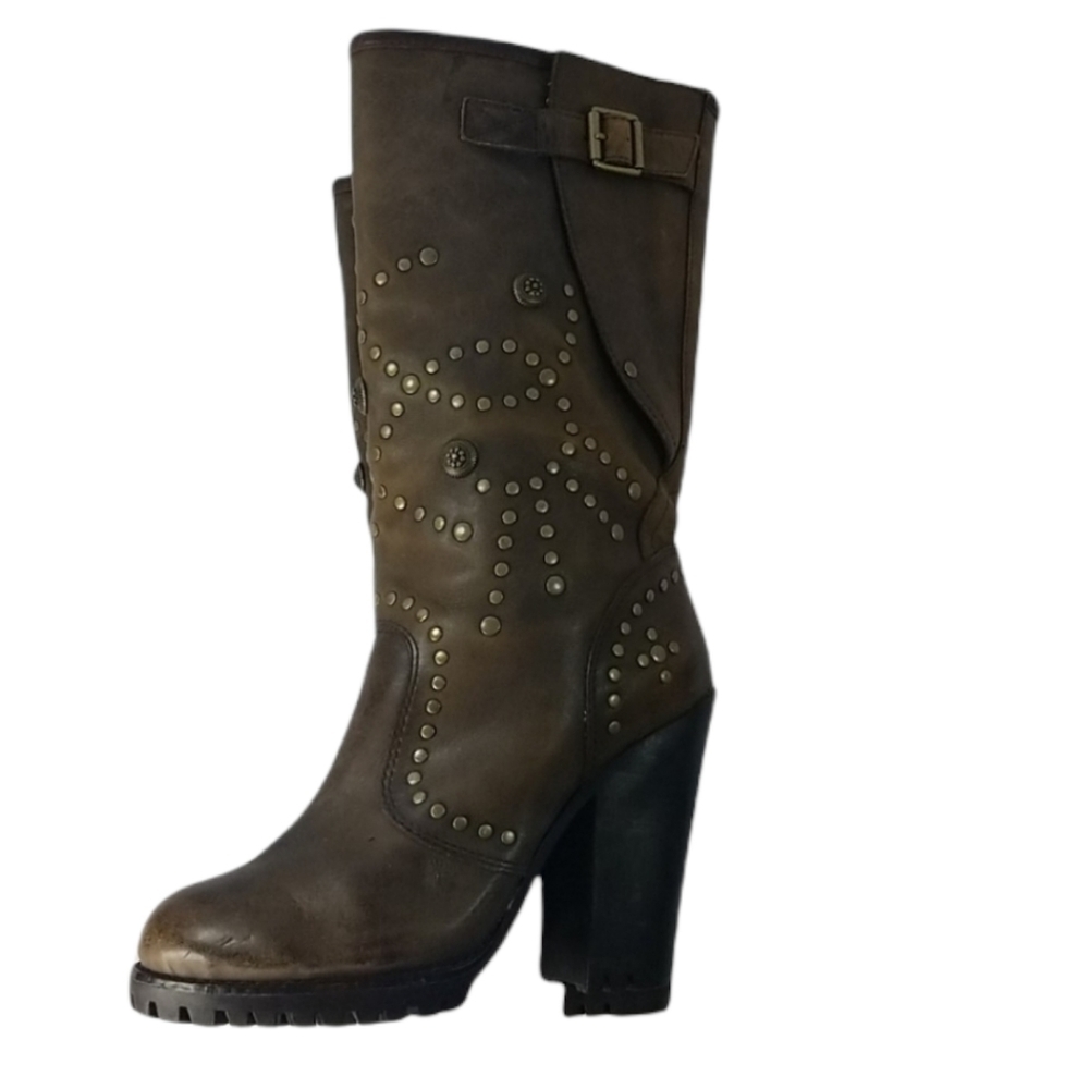ASH Rolls Studded Brown Heeled Boots 37